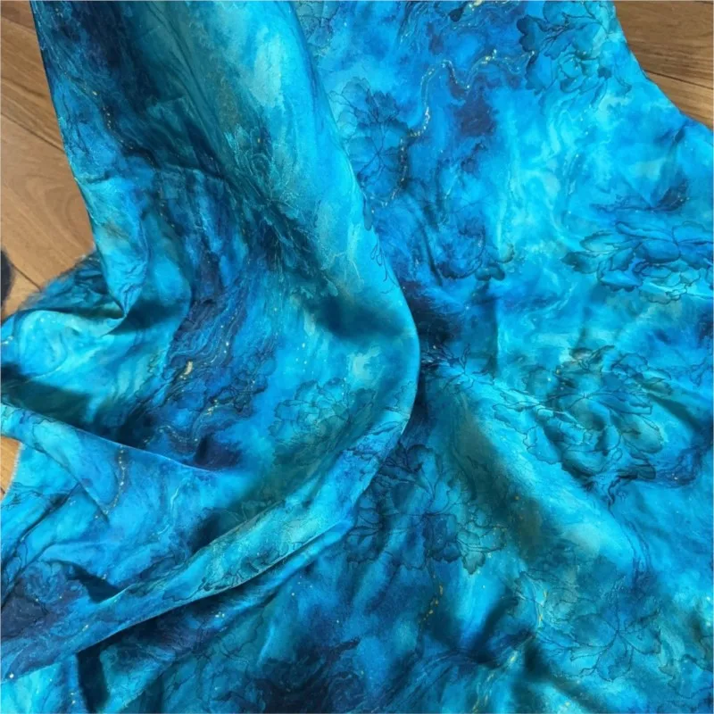 A traditional Chinese style cheongsam vest and dress made of deep blue black jacquard fabric with silk fragrant yunsha