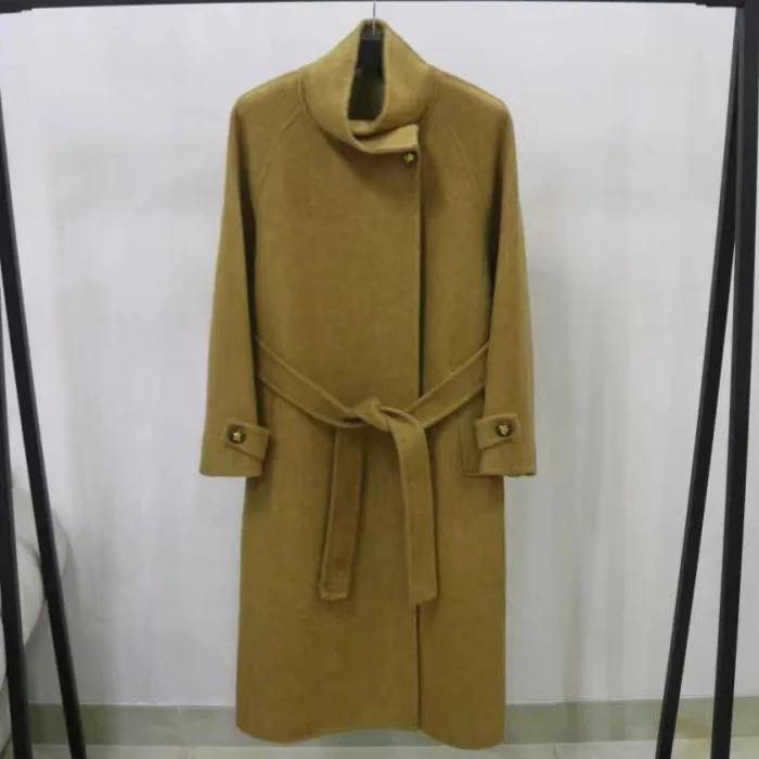 style stand-up collar temperament double-sided cashmere coat for women's autumn and winter 2024 new high-end fashion wool coat