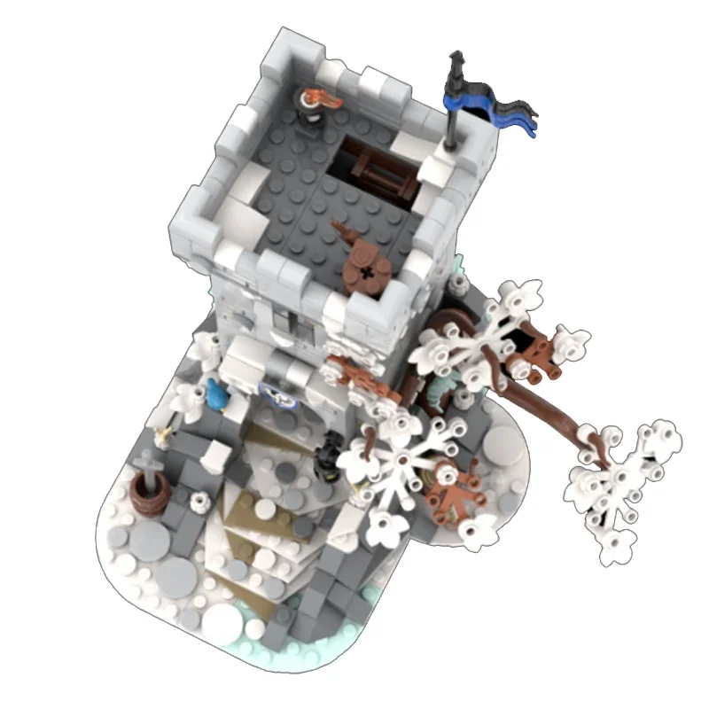 A charming MOC building block toy castle model for the Spring Festival and winter season, a perfect creative Christmas gift