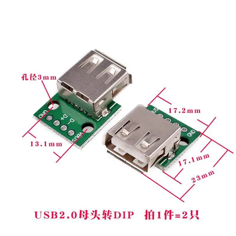 1~2 Stück USB-Adapterplatine Buchsen-Stecker Micro-Direktstecker DIP PCB 2.0/3.0 Quadratisch – Detail 4