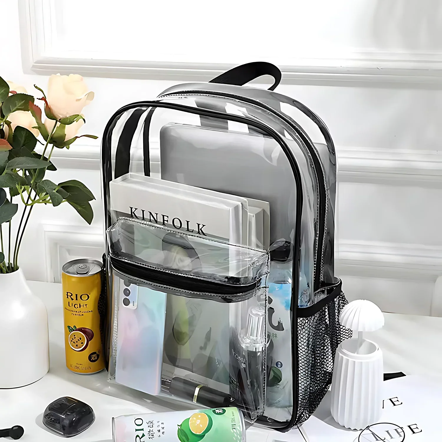 Backpack Waterproof Transparent School Bag Girl Large Capacity Backpack Solid Clear Backpack Men Fashion Transparent Plastic Bag