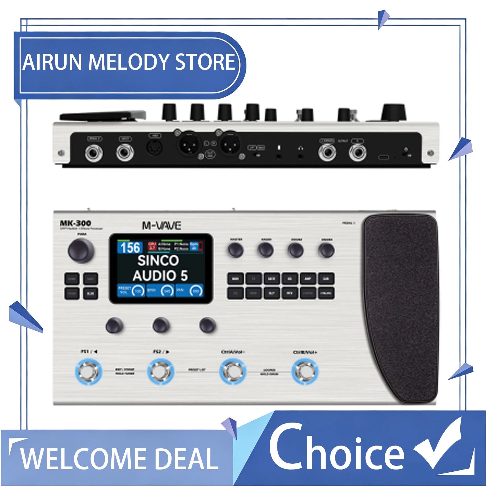 M-VAVE MK-300 Electric Guitar Multi-Effects Processor 150s 120AMP Looper+128 Drum 11 FX Modules MIDI Neural Modeling For Guitar