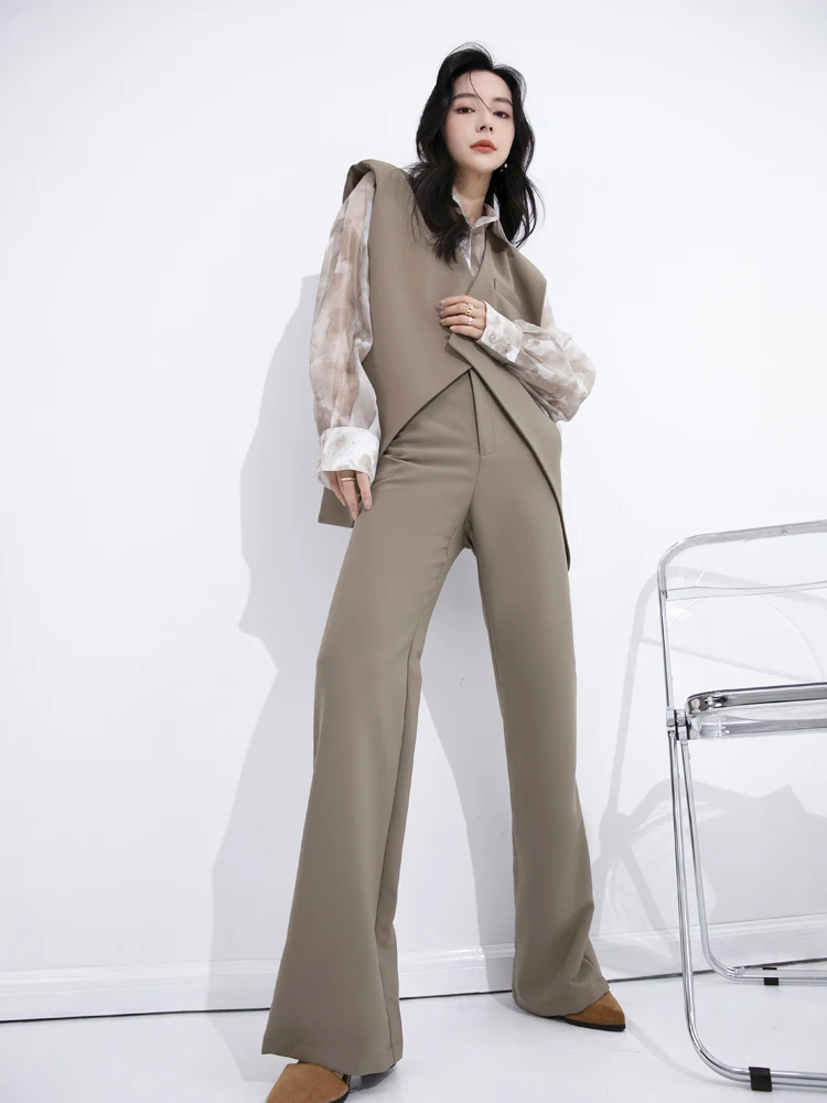 

Женский костюм-двойка Aksaya Sli Ele: жилет и брюки, весна 2024, модный дизайн, стильный образ