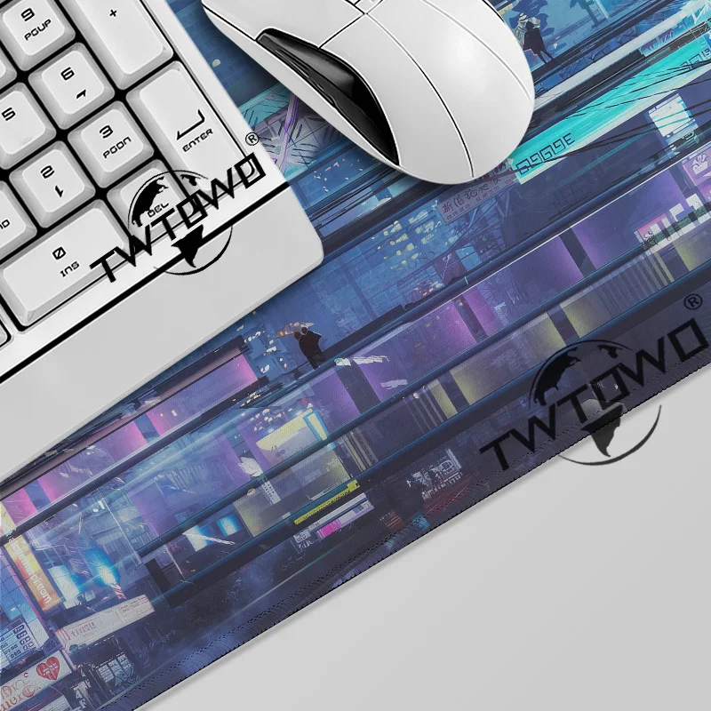 Mouse Pad Science Fiction Blue High Tech City Gamer XL Mousepad XXL MousePads Non-Slip Carpet Desktop Mouse Pad Mice Pad