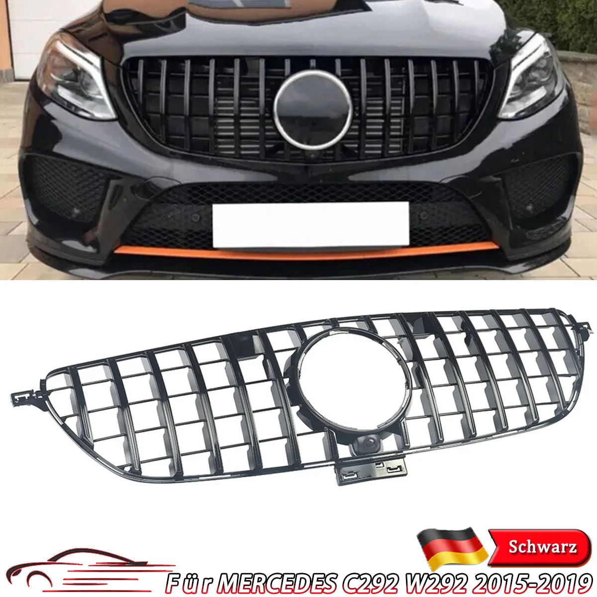 

FOR MERCEDES W292 Front Bumper Grille Grid GLE CLASS C292 GT STYLE COUPE FRONT GRILLE GRILL GLOSS BLACK 2015 2016 2017 2018 2019