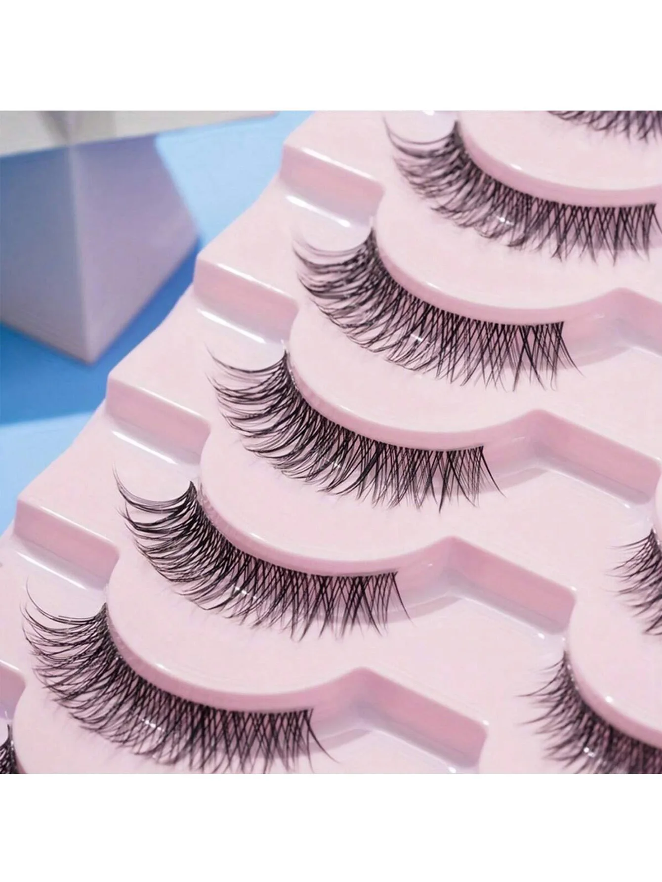 1 conjunto de dez pares de cílios postiços enrolados multicamadas 3D estilo europeu e americano para maquiagem europeia e americana, maquiagem de palco, cílios de maquiagem de corrida mista