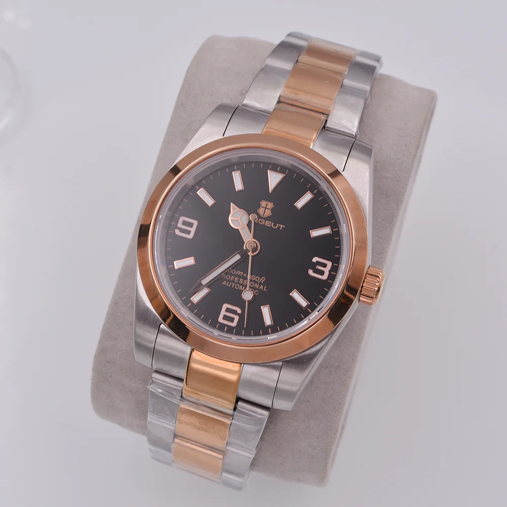 36mm/40mm relógio automático à prova dwaterproof água relógio mecânico masculino nh35 movimento safira cristal pulseira de aço inoxidável