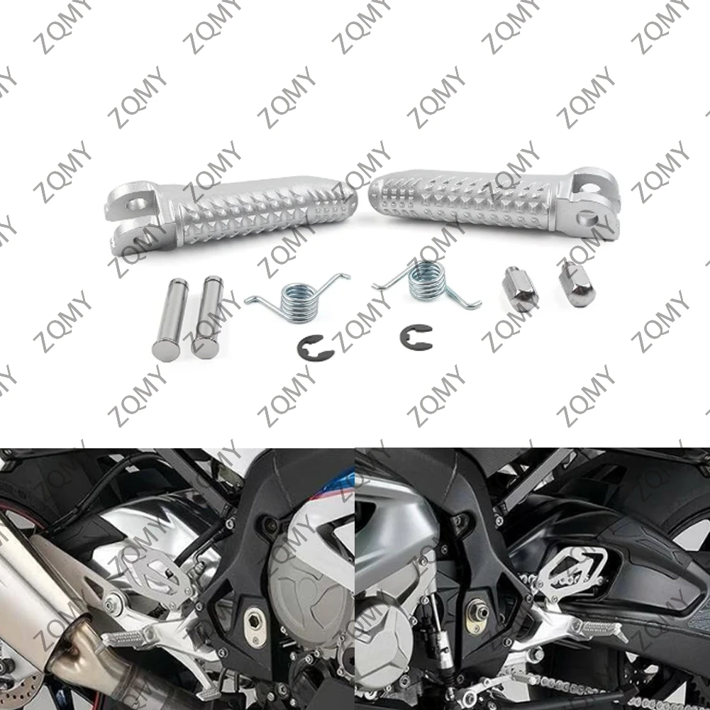 1Pair Silver Motorcycle Foot Pegs Footrest Left Right Front Driver For BMW S1000RR S1000R 2015 2016 2017