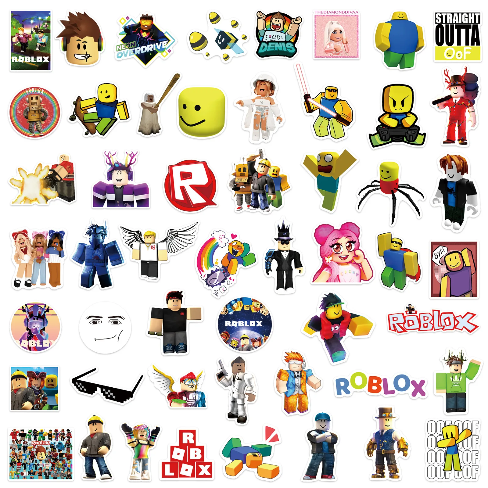 50pcs Roblox Unique Waterproof Vinyl Graffiti Stickers Decals For Laptop Skateboard Helmet Water Bottle Luggage Kids Teens Fans