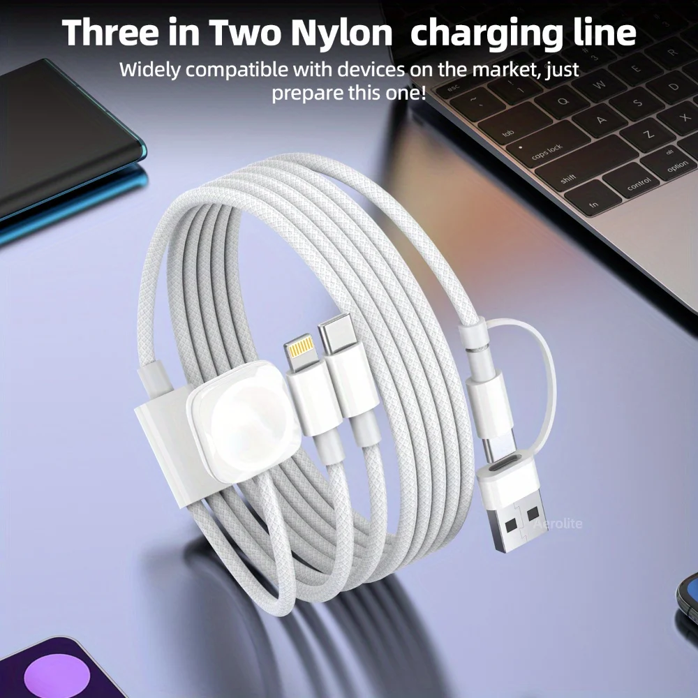

Кабель для передачи данных USB C 3-в-2 подходит для зарядного устройства Apple Watch с несколькими быстрая зарядками