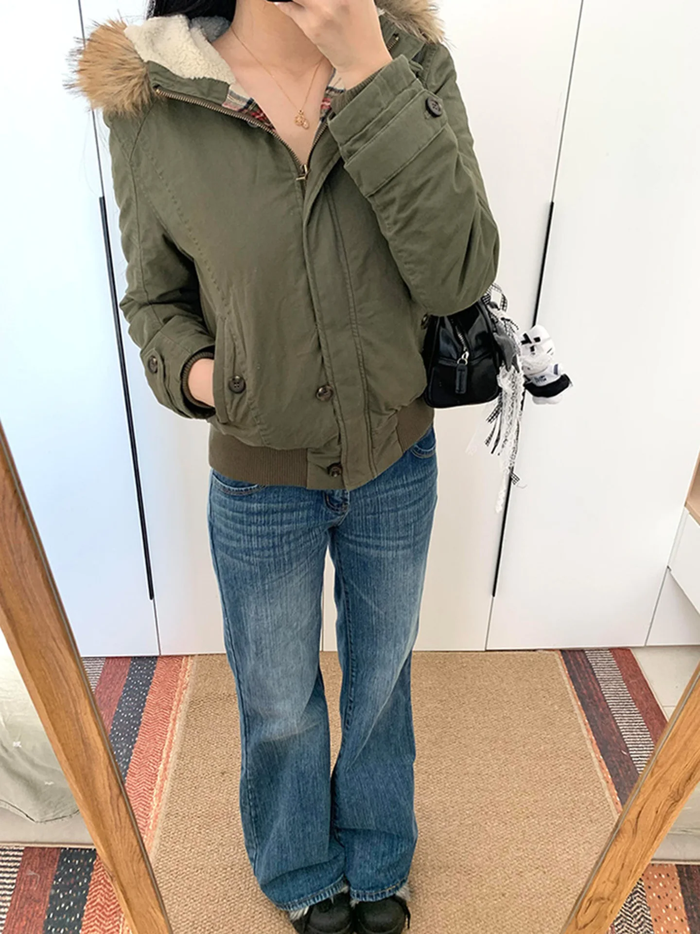 American Sle High Street Retro Bell Bot Deep Blue Jeans Women's Autumn Winter New Sle Slim Wide Leg High Waist Straigh...