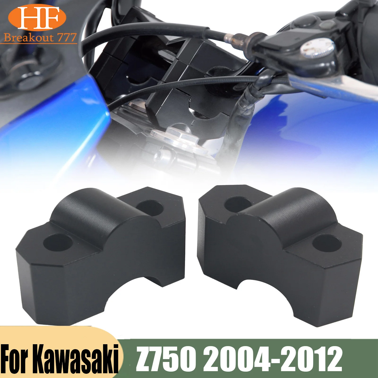 オートバイハンドルバーライザーカワサキ-z750-2004-2011-z1000-2003-2016-黒-cnc-ハンドルバーライザークランプ