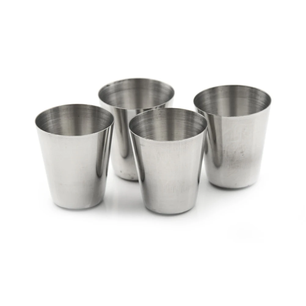 New 4Pcs Stainless Steel Shot Glass Perfect For Travelers, Campers, Backpackers, Tailgaters And Roaming Party Crashers