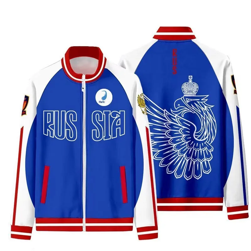 Anime Yuri Plisetsky Victor Hoodie Cosplay Jacket Polyester Black Coat Costumes Sportswear custom view 2