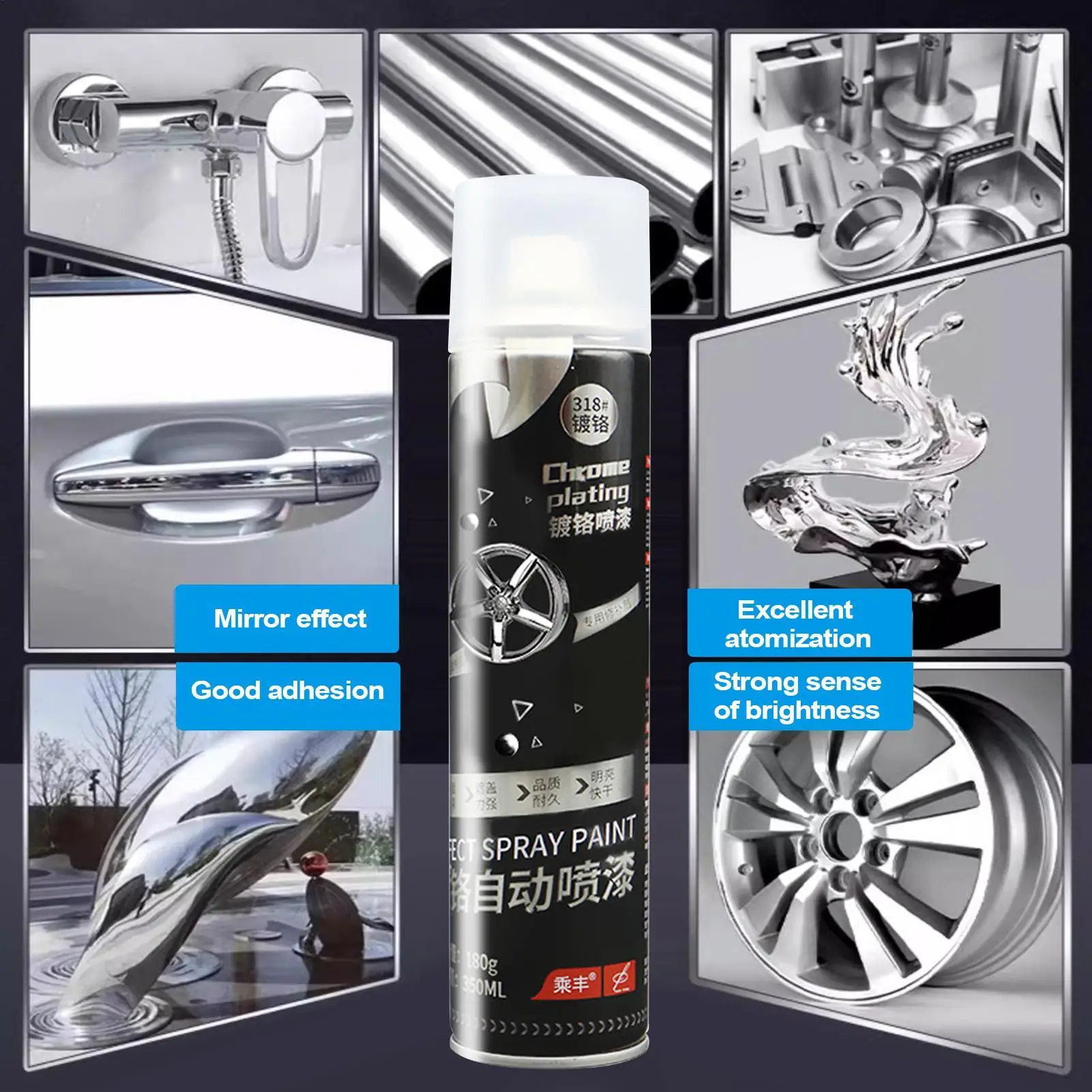 Car Chrome Plating Spray, Mirror Finish Metal Paint for Auto Modification, Quick-Drying Electroplating Anti-Rust DIY Decoration view 5