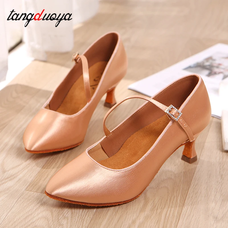 Women New Modern Dance Shoes Girls Standard Dancing Shoes High Heeled Ballroom Latin Dance Shoes for Women 5cm Heels