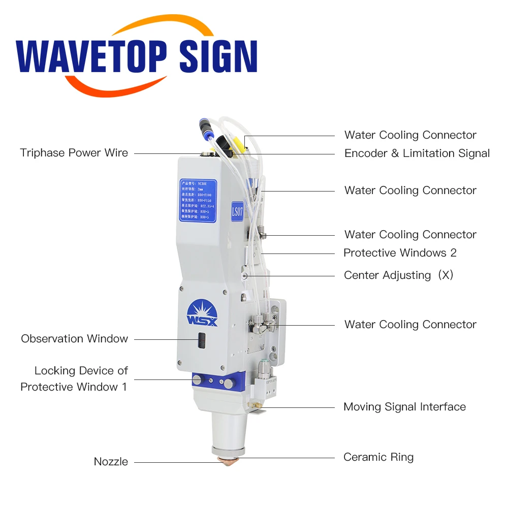 Wavtopsign-Cabezal de corte por láser de fibra de enfoque automático para corte de Metal, reemplazo NC12, WSX NC30B 0-3kw