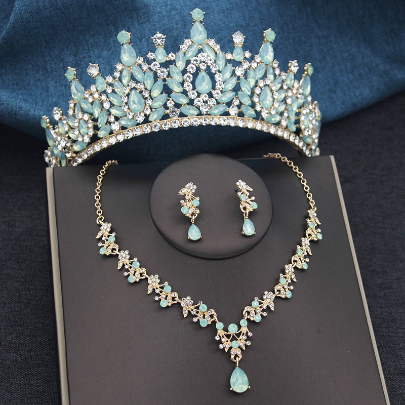 

Диадемы принцессы, свадебные комплекты украшений для женщин, корона и ожерелье, серьги, свадебная вечеринка, ювелирные изделия для невесты, аксессуары для платья