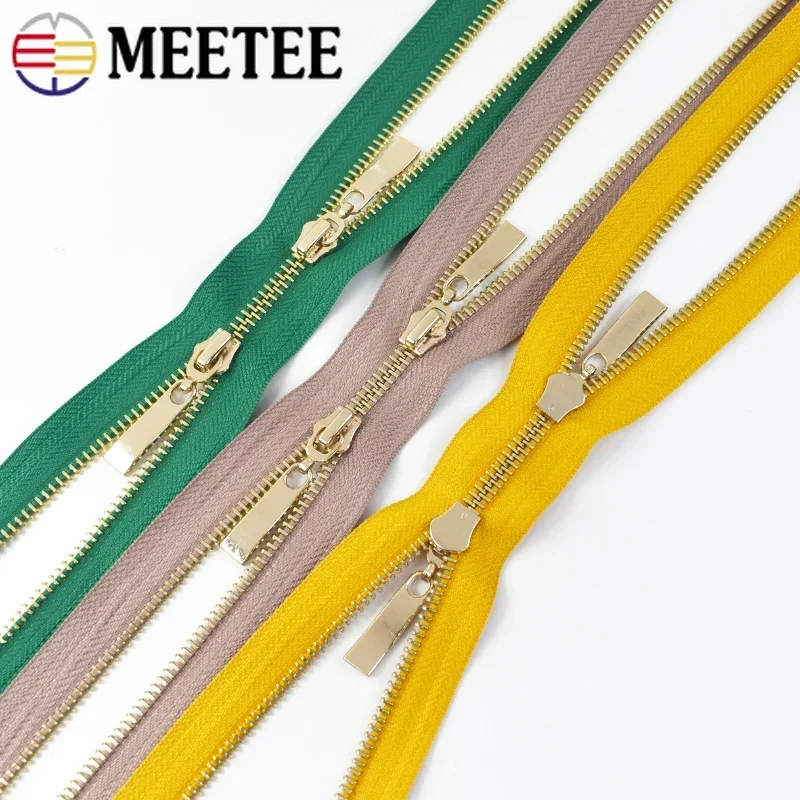 1Pc 5# Double Slider Metal Zipper 80/100/120cm Open End Two Way Zips Jackets Bag Clothing Repair Kits DIY Sewing Accessories