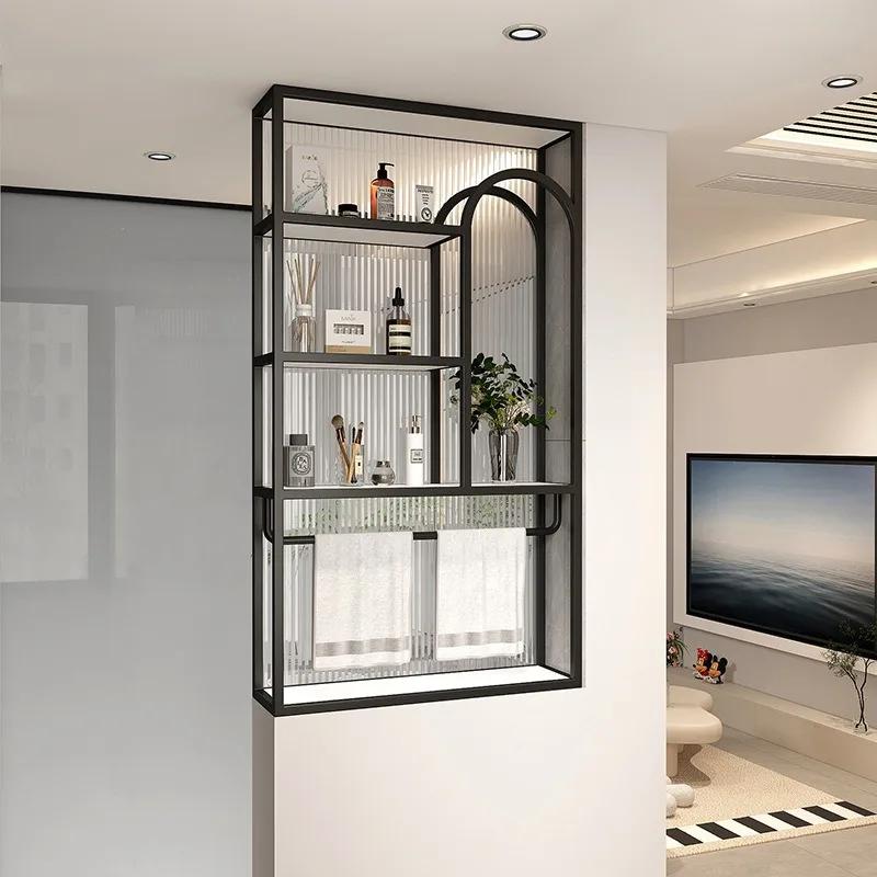 Changhong glass bathroom half wall screen cabinet entrance living room dry area washing table rack partition modern simplicity