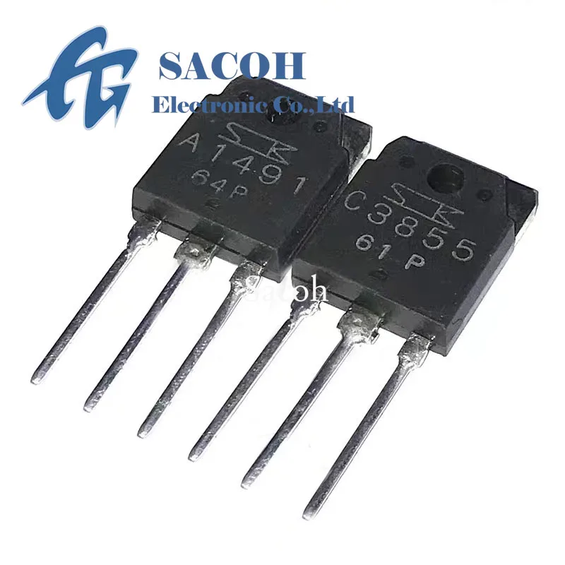 

New Original 2Pairs(4PCS)/Lot 2SA1491 A1491 + 2SC3855 C3855 TO-3P Silicon NPN + PNP Audio Amplifier Transistor