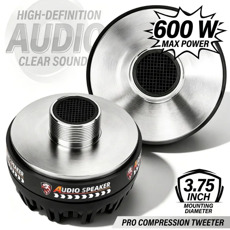 2 Pcs 3.75 Inch Titanium Tweeter Speaker 600W Pro Audio High Frequency Driver 8 Ohm Tweeter Home Theater Music Car Speakers