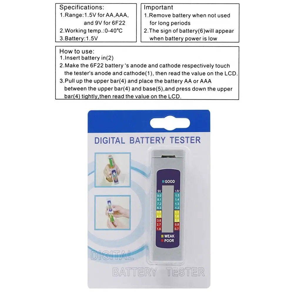 New Universal For AAA AA Button Cell Battery Capacitance Diagnostic Tool Digital Battery Tester LCD Display Battery Tester