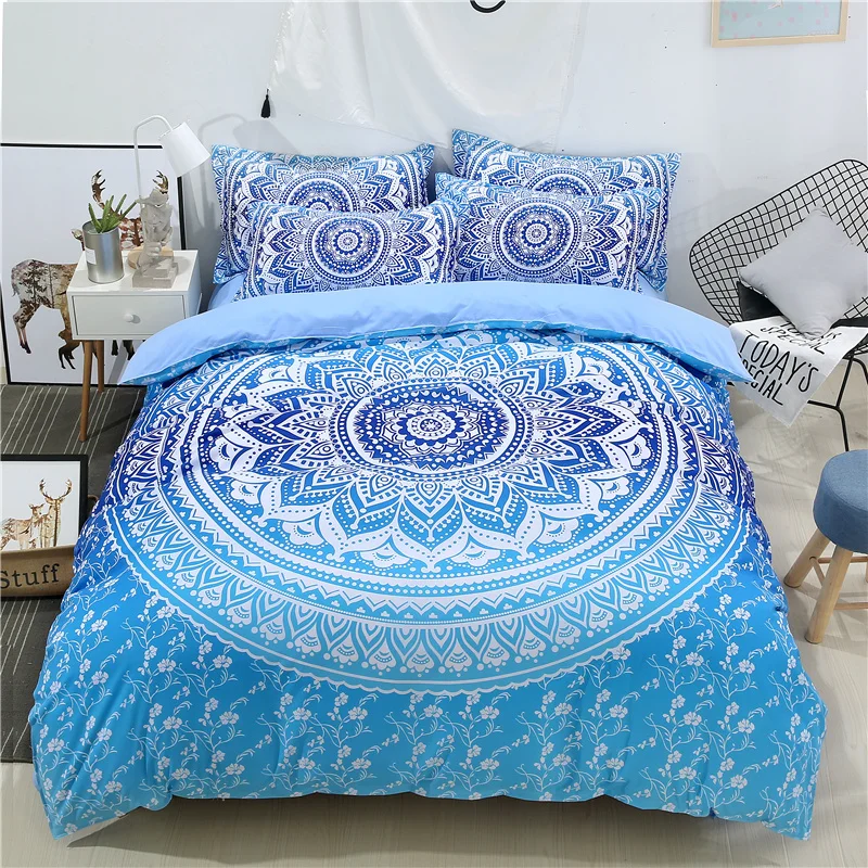 

Luxury Queen Size Duvet Cover Pillowcases Bohemia Comforter Bedding Sets Mandala 228x228cm 200x200 Bed Cover Set Ropa De Cama