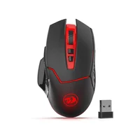 Redragon-ratón inalámbrico para juegos de 2,4 Ghz, Mouse con cambio de DPI, 2 botones laterales, diseño ergonómico de 2400 DPI, 8 botones, color negro, M690-1
