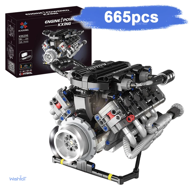 

K96206 V8 Engine Model MOC Sport Car Motor High Tech Power Pack Ideas Ornament Toy Collection Gift Aldult