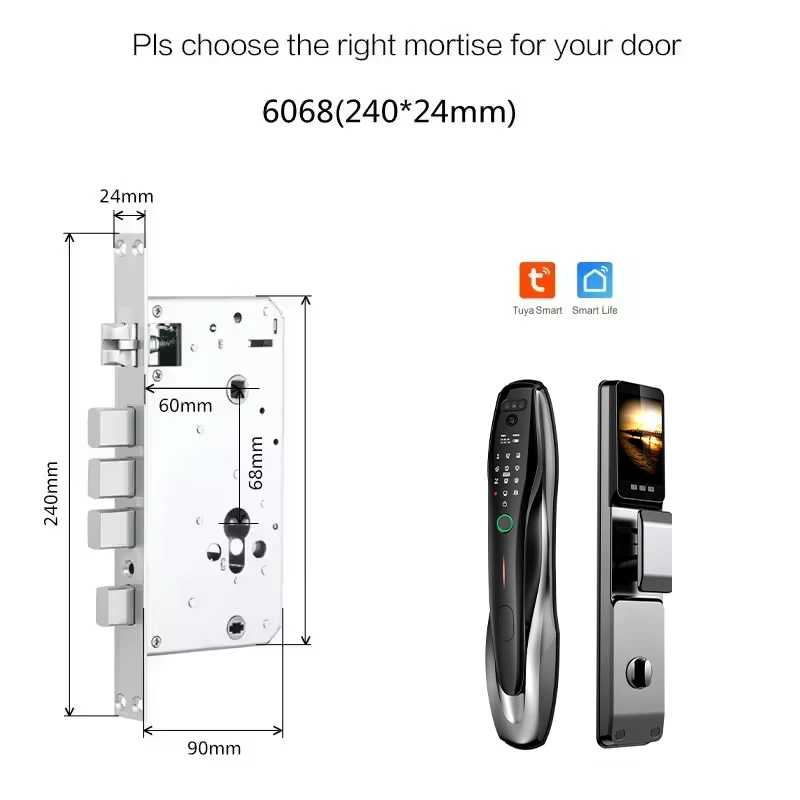 Tuya Intelligent Home Door Lock Rf Id Electronic Lock Keyless Entry Front Door Via Face Recognition Fingerprint Code With Camera