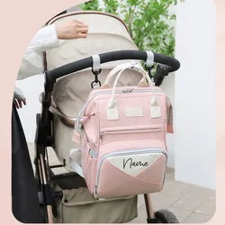 Custom Embroidery Diaper Bag Backpack New Born Essentials Baby Must Haves Mommy Bag With Stroller Hook Travel Bag For Mom Dad