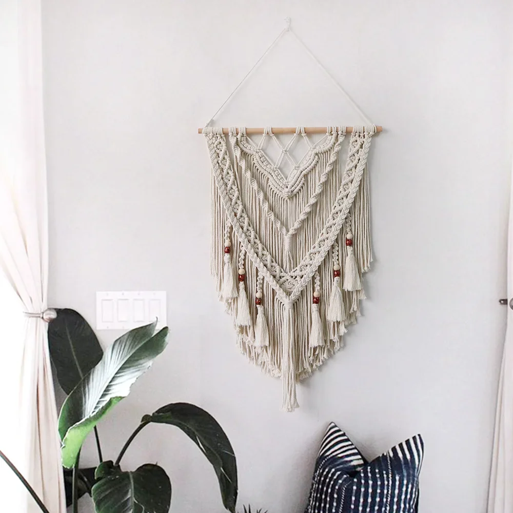 

Nordic Bohemian Macrame Wall Hanging Tapestry Hand-Woven Tassel Boho Tapestry Aesthetic Home Living Room Decoration