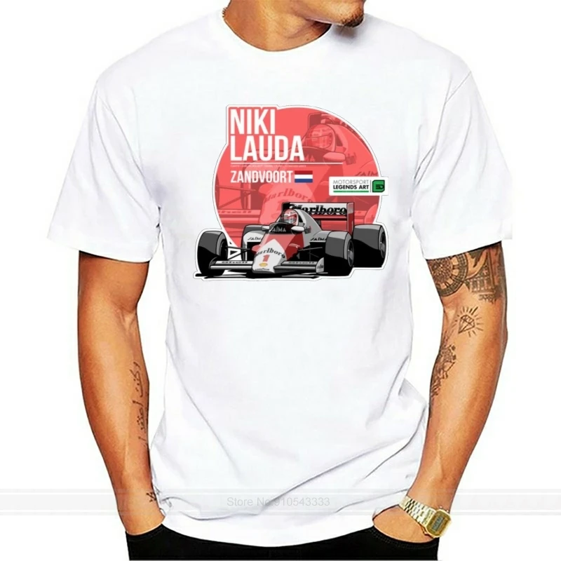 New Fashion Niki Lauda 1985 Zandvoort Dutch Grand Prix Motor Race Netherlands Black T-Shirt