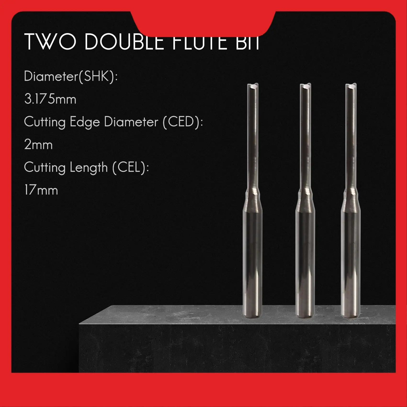 A32HOT-10 Pcs Two Flutes Straight End Mills Straight Slot Bit Wood Cutter Two Double Flute Bits 3.175X2x17mm For CNC Router
