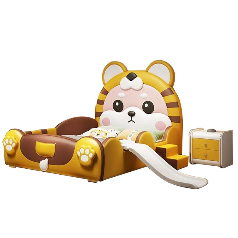 

Cute tiger bed, simple slide bed Internet celebrity guardrail bed soft foreskin