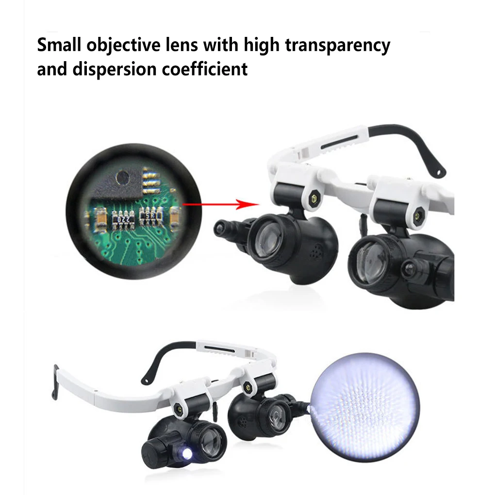 Head Magnifier Phone Repair Precision Magnifying Glasses Electronic Light Headband Loupe Professional Jeweler Equipment