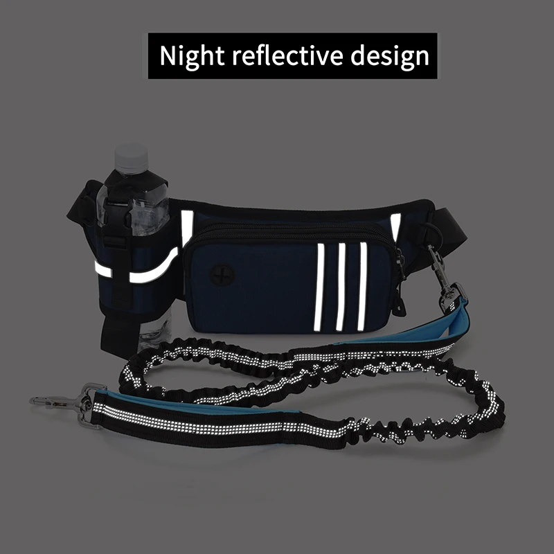 1PC Waterproof Walking Waist Bag Fanny Pack with Hands Free Dog Leash Elastic Belt for Sports Running Jogging