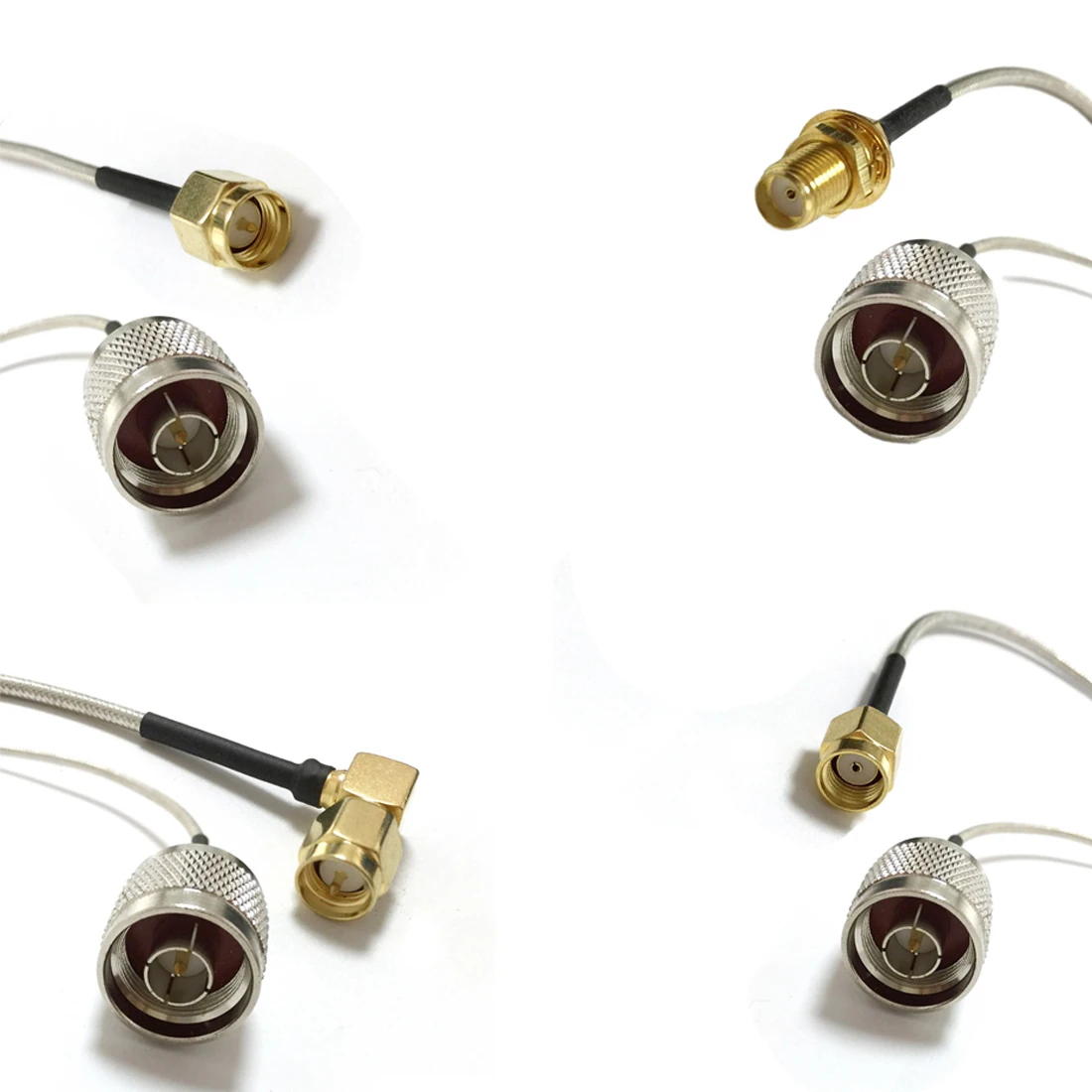 1pc N Type Male Plug to RF/RP SMA Male/Female Straight/Right Angle Pigtail Cable RG405 Silver 086
