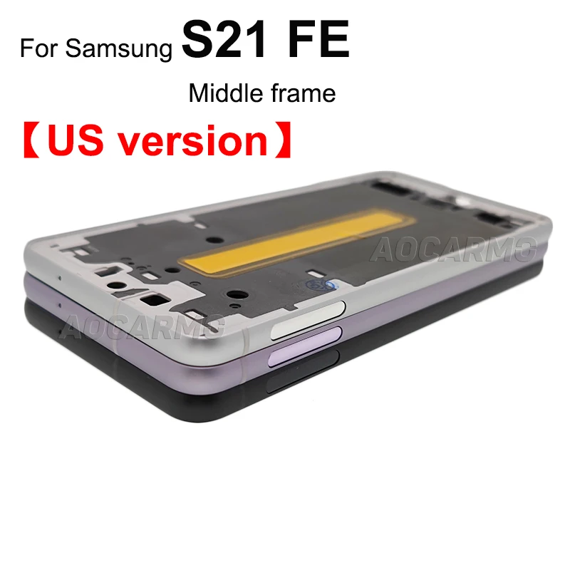 Aocarmo For Samsung Galaxy S21 FE s21fe Middle Frame Bracket Bezel With Side Keys Buttoms Replacement Part