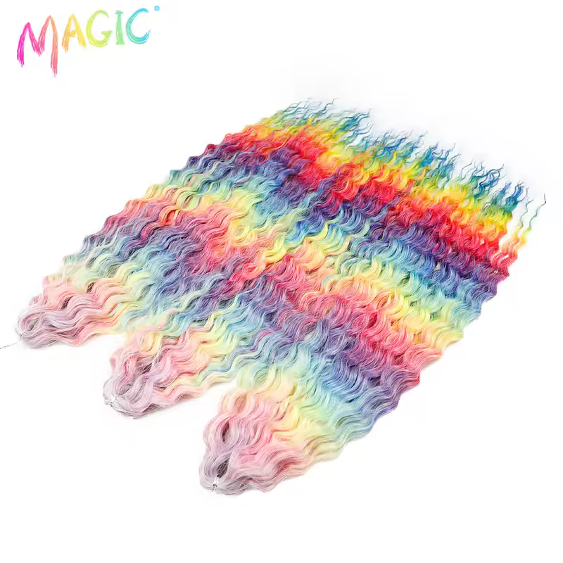 Magic Ariel Curl Hair Water Wave Twist Crochet Hair Synthetic Braid Hair Ombre Blonde 22 Inch Deep Wave Braiding Hair Extension - Image 74