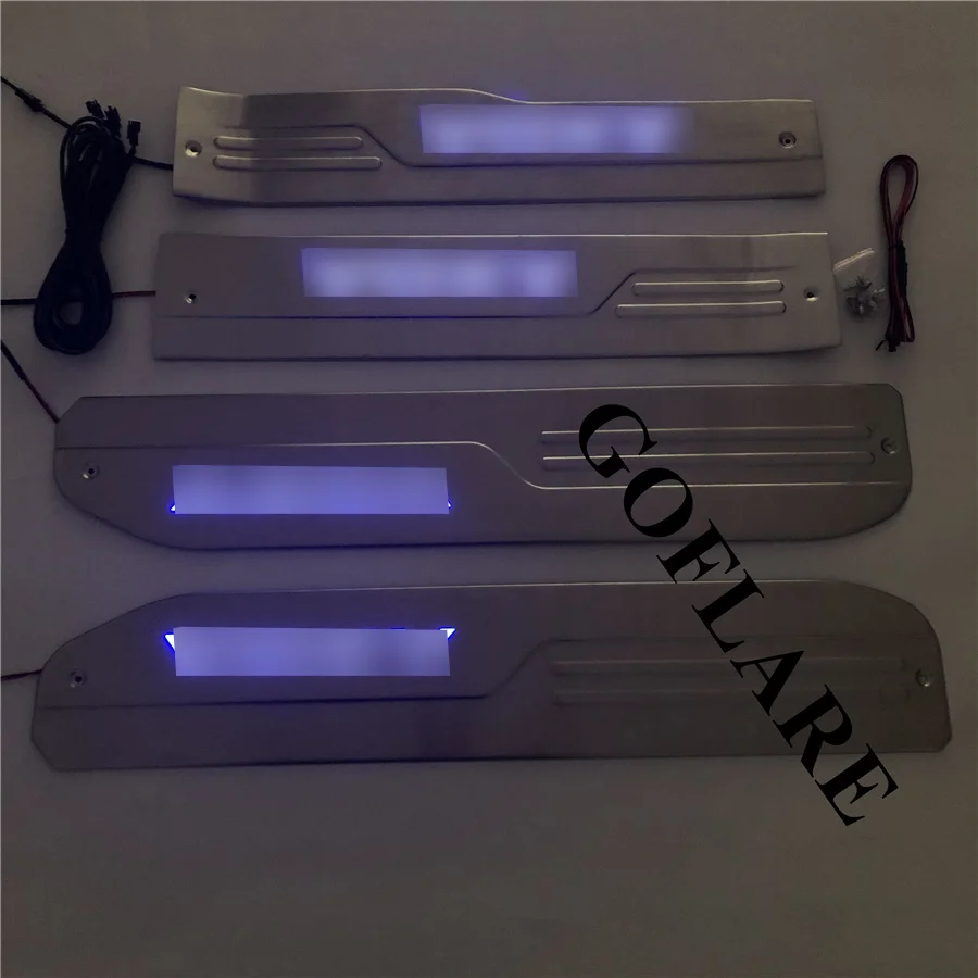 For Toyota NOAH VOXY 70 Led Door Sill Scuff Plate Sill Welcome Pedal Entry Guard Cover threshold stainless Car Accessories