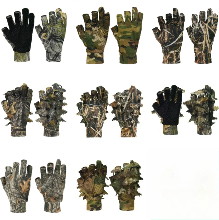 

3D Camouflage Hunting Gloves Sneaky Comfortable Non-slip Durable Leaf Gloves For Tactical Shooting Photography Leaf Gloves