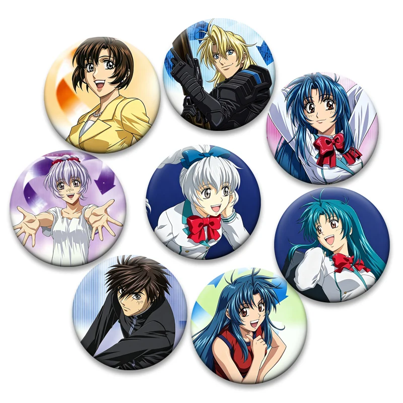 Full Metal Panic! Anime Badge Round Display Brooches Sousuke Sagara,Kaname Chidori Cartoon Lapel Pins Bag Decor Jewelry Gifts