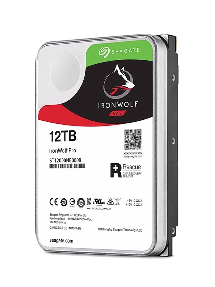 HDD NAS ST12000NE0008 para NAS, IronWolf Pro, 12TB, 7200RPM, 7200RPM, 6 Gbps, 3.5 ", Novo