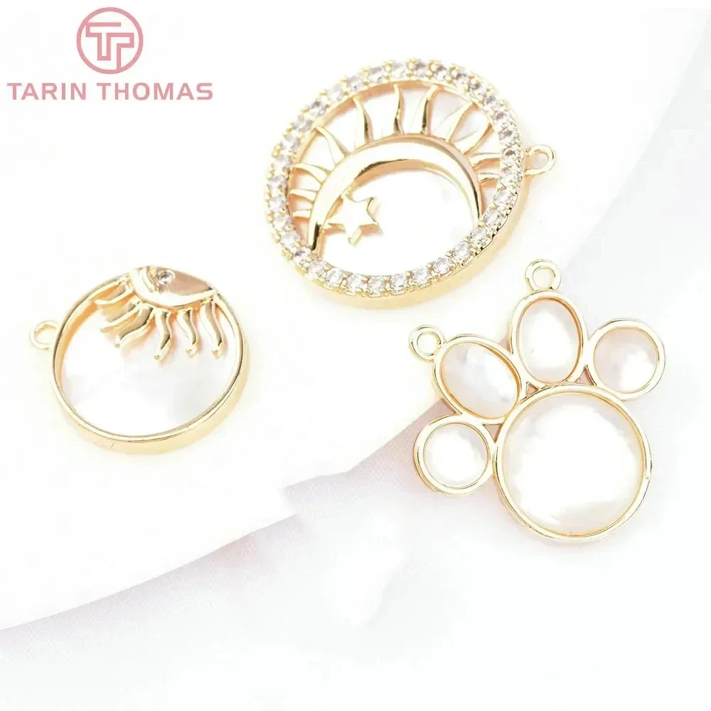 (6544) 2PCS 11.5MM 20MM 24K Gold Color Brass with Zircon Star Cat Paw Charms Pendants High Quality DIY Jewelry Making Findings