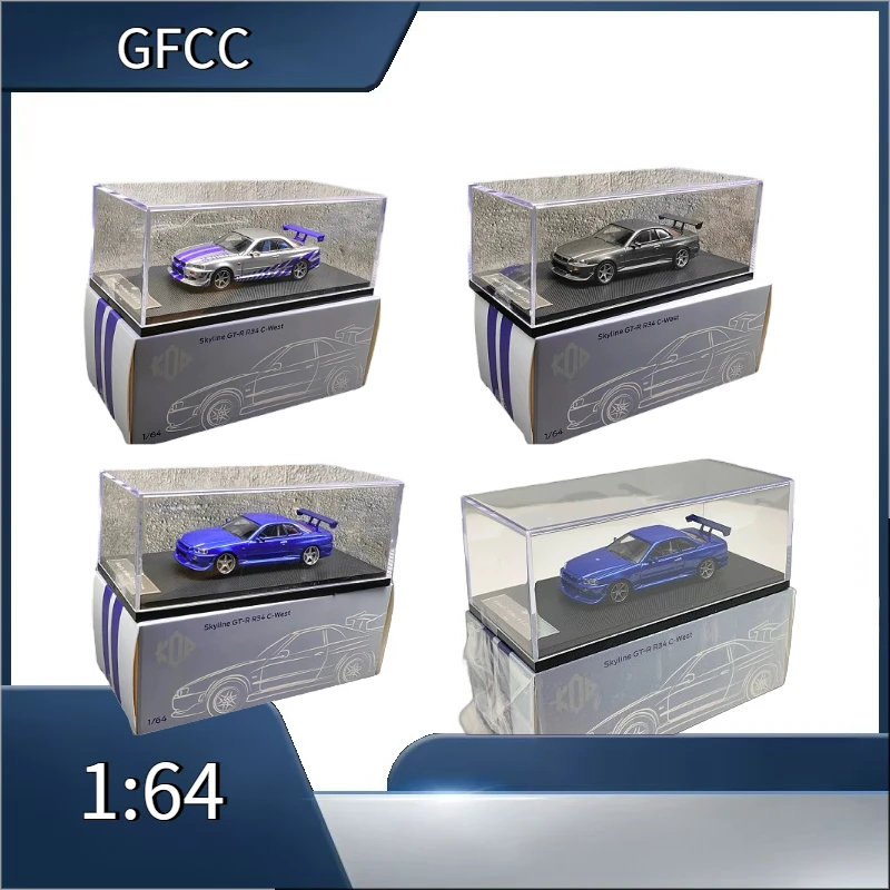 gfcc-1-64-ユニット-gtr34-スカイライン、鋳造合金モデル、男の子向けおもちゃ、大人向けコレクションアイテム、フェスティバルギフト。