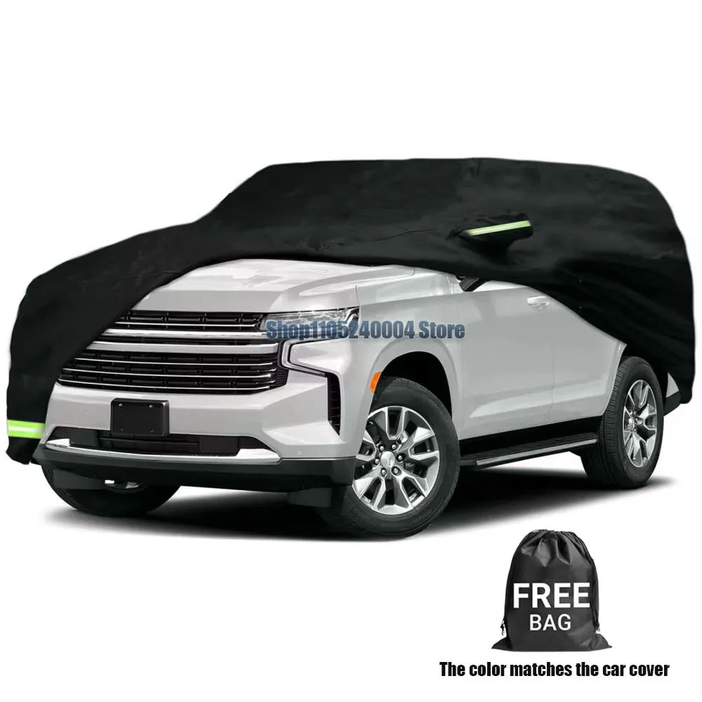 For Chevrolet Tahoe/Cadillac Escalade Outdoor Car Cover Custom Fit Dustproof waterproof and hailproof With Windproof Strap Black
