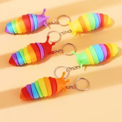 1pc Mini Slug Fidget Toy with Keychain,Cute Caterpillar Shape Stress Reliever Office Desk Toy Sensory Toy for Kids and Adults