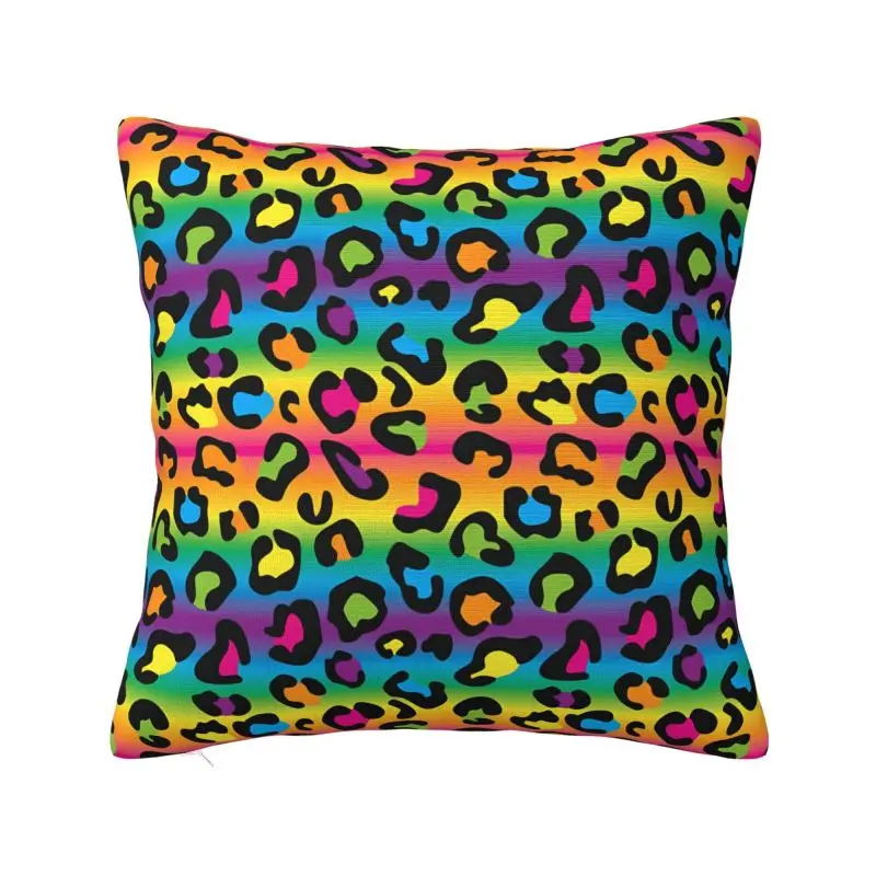 Colofrul Rainbow Leopard Throw Pillow Case Home Decorative Modern Cushions Cover For Sofa Chair Square Polyester Pillowcase